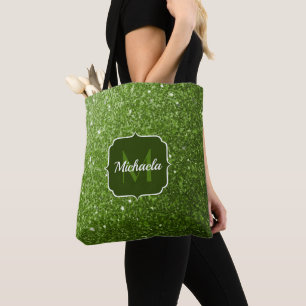 Hellgrüne Imitate Glitzern Glitzern Monogram Tasche