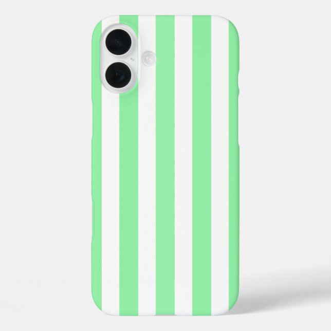 Hellgrüne Kerzenstreifen iPhone 16 Plus Hülle (Rückseite)