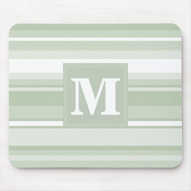 Hellgrüne Monogramm-Streifen Mousepad (Vorne)