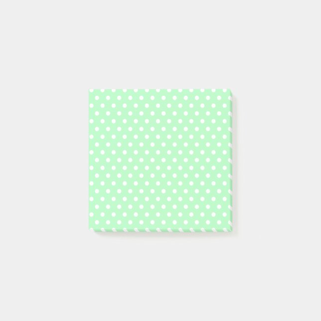 Hellgrüne Polka Dots Postit Notizen (Vorderseite)