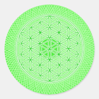 Hellgrüne Psychedelic Sacred Geometry Mandala Runder Aufkleber