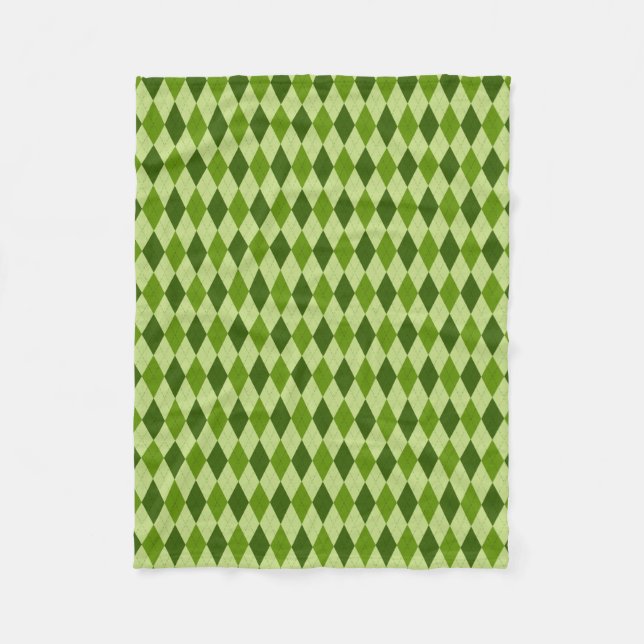 Hellgrüne Raute Kariert Fleece Blanket (Vorderseite)