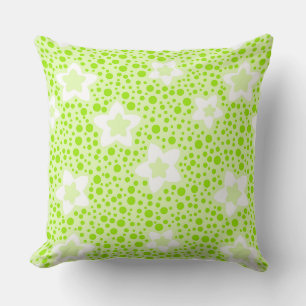 Hellgrüne Retropolka-Punkte mit Blumenmuster Kissen