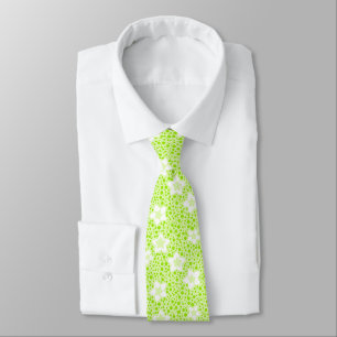 Hellgrüne Retropolka-Punkte mit Blumenmuster Krawatte