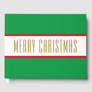 Hellgrüne rote Streifen MERRY CHRISTMAS Gästebuch