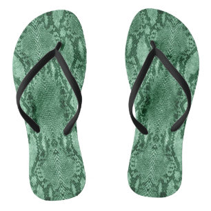 Hellgrüne Schlangenhautdrucke Flip Flops