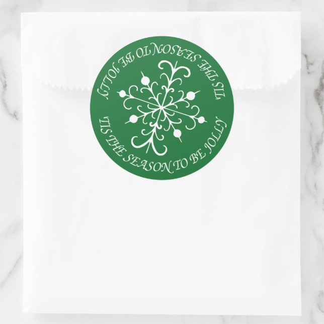 Hellgrüne Schneeflocken-Aufkleber Runder Aufkleber (Tasche)