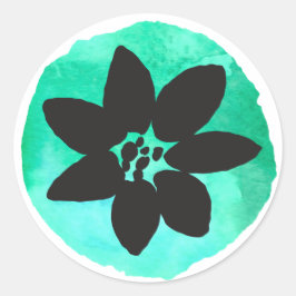 Hellgrüne tropische Blume Runder Aufkleber