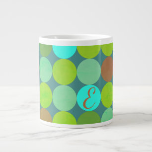 Hellgrüne Türkis Türkis & Rost Kreise Monogramm Jumbo-Tasse