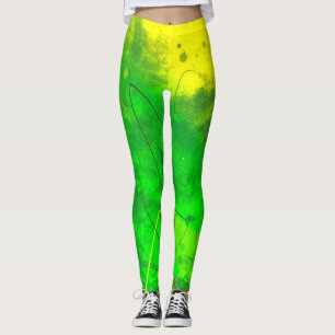 Hellgrüne und gelbe Grunge Leggings