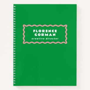 Hellgrüne und rosa Wavy-Rahmen Notizbuch