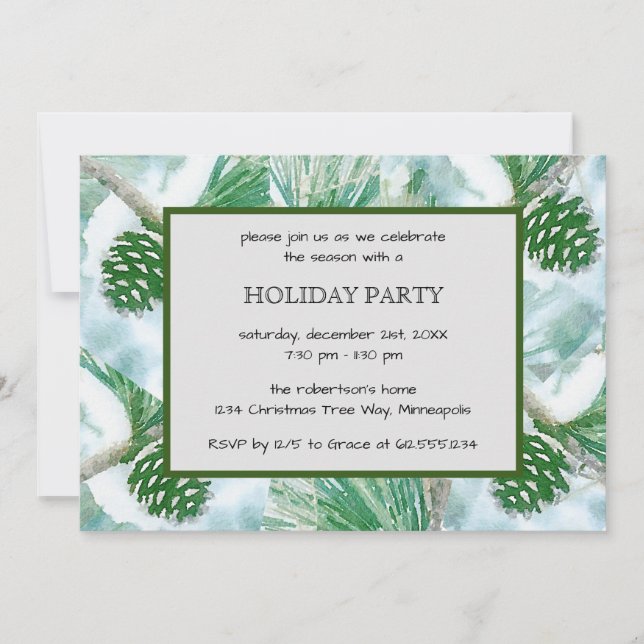 Hellgrüne Winterpine Einladung zum Urlaub (Vorderseite)