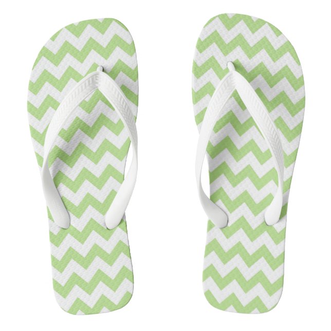 Hellgrüne Zickzack Gemusterte Flip Flops (Fußbett)