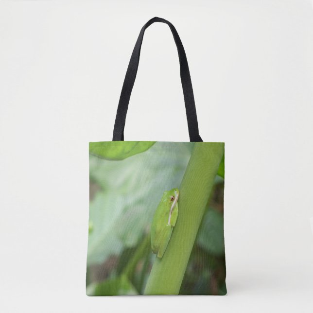 Hellgrüner Baumfrosch auf einer Totttasche Tasche (Vorderseite)