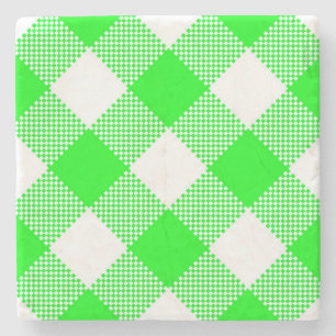 Hellgrüner Gingham Checked Square Untersetzer