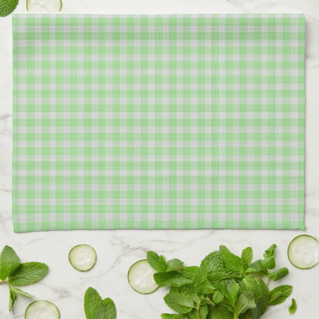 Hellgrüner Gingham-Karo Geschirrtuch (Gefaltet)