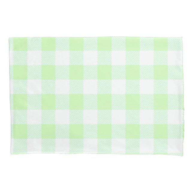 Hellgrüner Gingham-Karo Kissenbezug (Vorderseite)