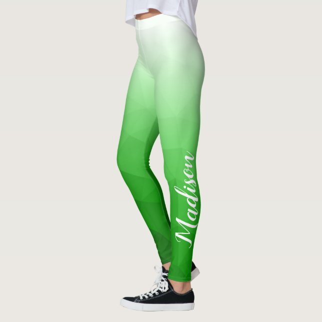 Hellgrüner Gradient Geometry Mesh-Mustername Leggings (Links)