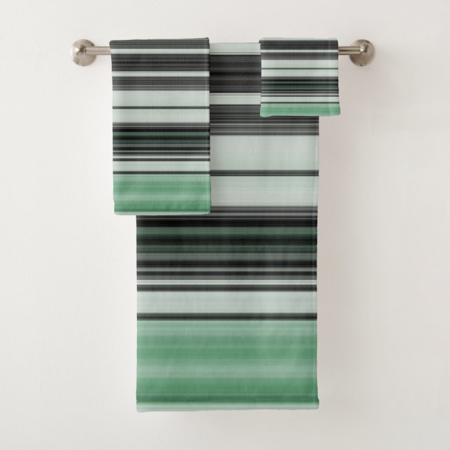 Hellgrüner Graustreifen Badhandtuch Set (Insitu)