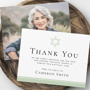 Hellgrüner Star des David Beerdigung Beileid Foto Dankeskarte