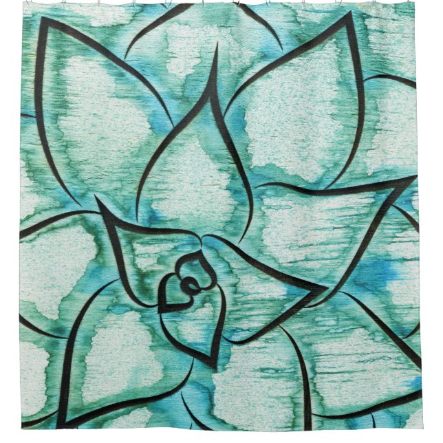 Hellgrüner Succulent Duschvorhang (Vorderseite)