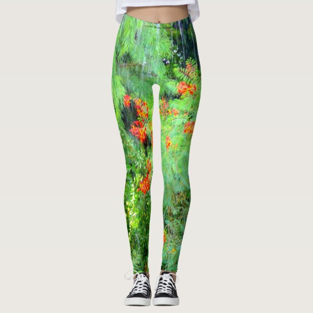 HELLGRÜNER TROPISCHER REGENWALD LEGGINGS (Vorderseite)
