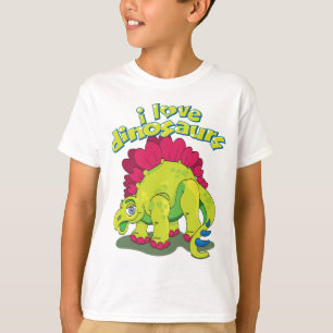 Hellgrüner u. rosa glücklicher Dinosaurier T-Shirt