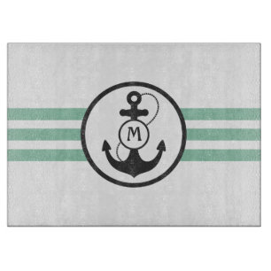 Hellgrünes Anker-Monogramm Schneidebrett
