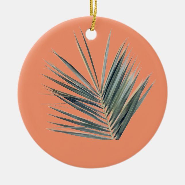 Hellgrünes Blatt Keramik Ornament (Vorne)