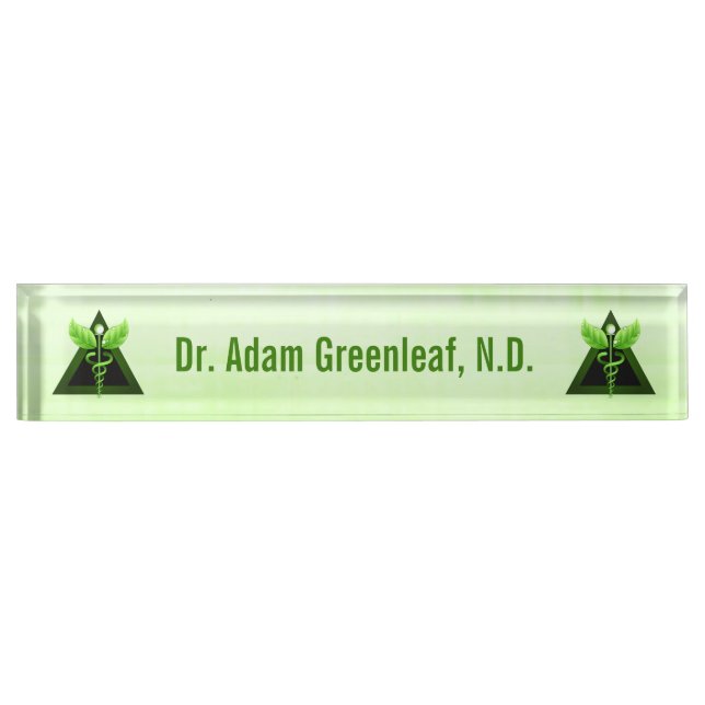 Hellgrünes Caduceus Alternative Medicine Symbol Namensplakette (Vorderseite)