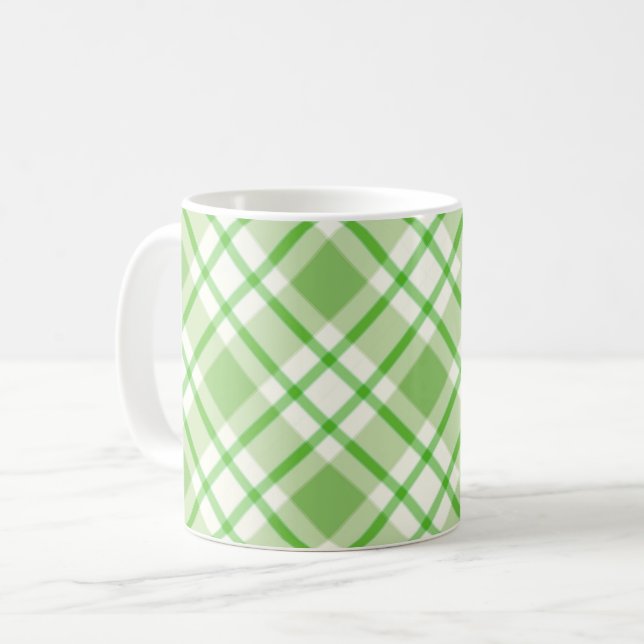 Hellgrünes Diagonalmuster des Karos Kaffeetasse (Vorderseite Links)