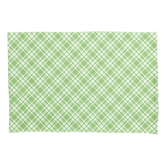 Hellgrünes Diagonalmuster des Karos Kissenbezug (Vorderseite)