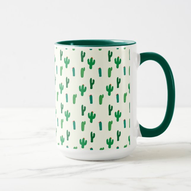 Hellgrünes Kaktus-Muster Tasse (Rechts)