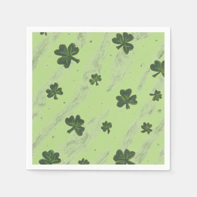 Hellgrünes Kleeblatt Cocktailpapier Serviette (Vorderseite)