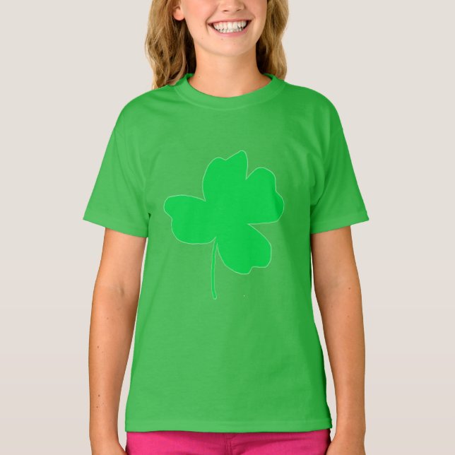 Hellgrünes Kleeblatt Tee Shirts (Vorderseite)