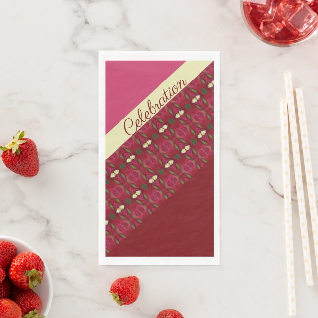Hellgrünes Rosa und Burgund Serviette (Beispiel)