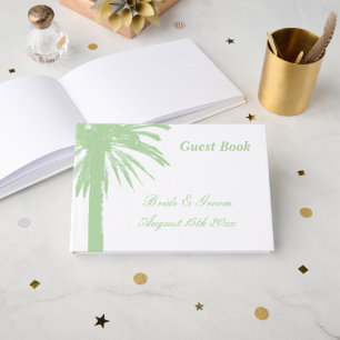 Hellgrünes Strand Hochzeit Palmenbaum Logo Gästebuch