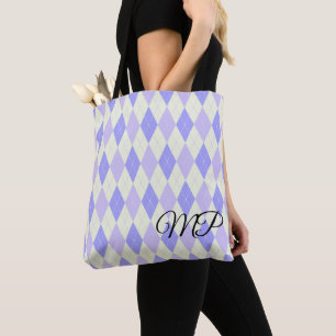 Hellgrünes und lila Argylemuster Tasche