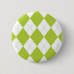 Hellgrünes und weißes Rauten-Muster Button