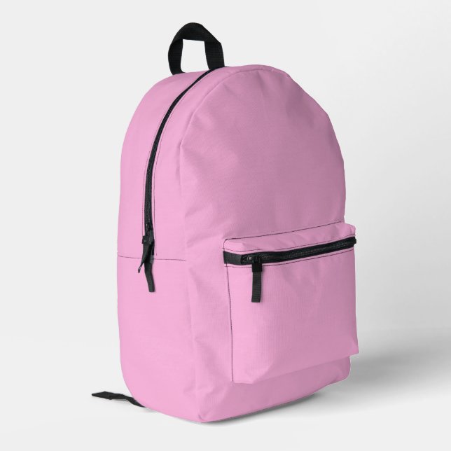 Hellheiß rosa, solide Farbe Bedruckter Rucksack (Rückseitige Ecke links)