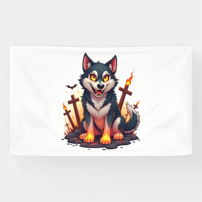 Hellhound Husky Dog Banner (Horizontal)