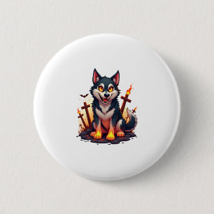Hellhound Husky Dog Button