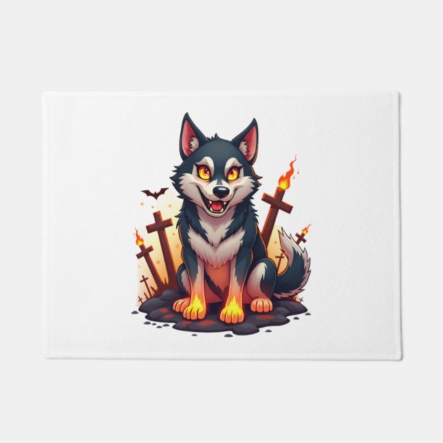 Hellhound Husky Dog Fußmatte (Vorderseite)
