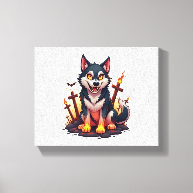 Hellhound Husky Dog Leinwanddruck (Vorderseite)