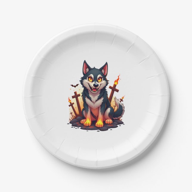 Hellhound Husky Dog Pappteller (Vorderseite)