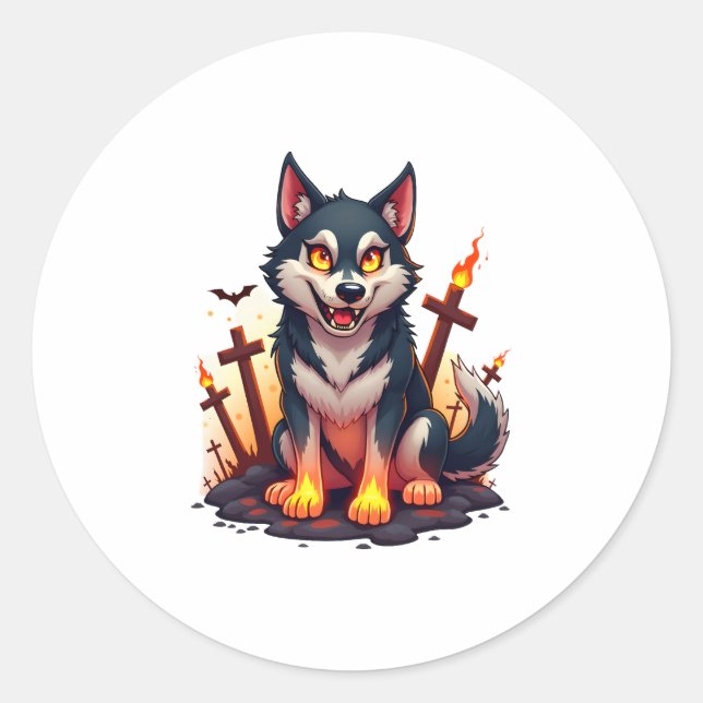 Hellhound Husky Dog Runder Aufkleber (Vorderseite)