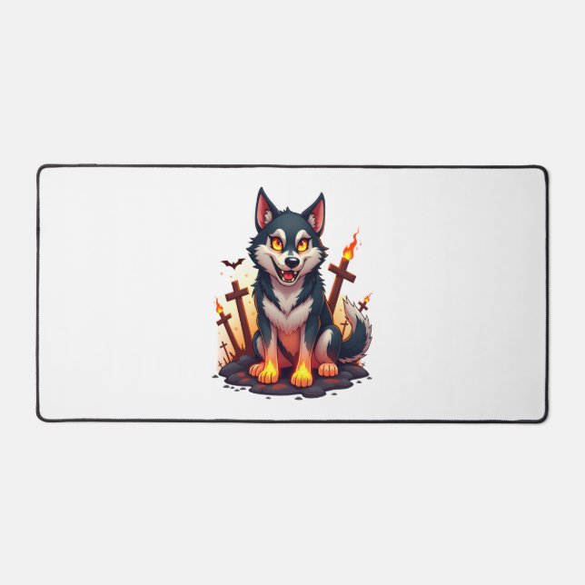 Hellhound Husky Dog Schreibtischunterlage (Vorderseite)