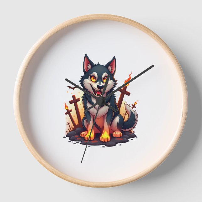 Hellhound Husky Dog Uhr (Vorderseite)