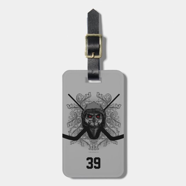 Hellish Hockey Goalie Gepäckanhänger (Vorderseite vertikal)