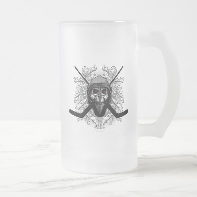 Hellish Hockey Goalie Mattiert Glass Beer Tasse (Rechts)